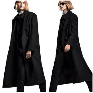 Zara Black Manteco Luxury Wool Coat NWT
